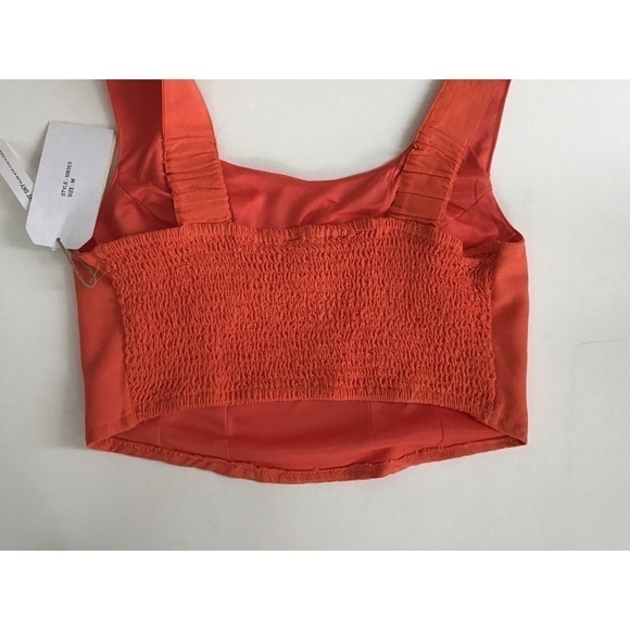 Corset top, linen blend, sleeveless cropped elasticized smocked back top Med NWT - Picture 2 of 4